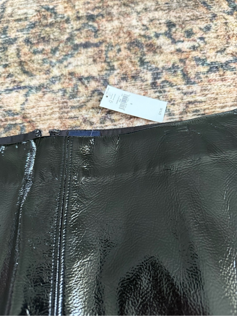 GAP Black Patent Pencil Skirt with Rear Slit - Picture 2 of 4